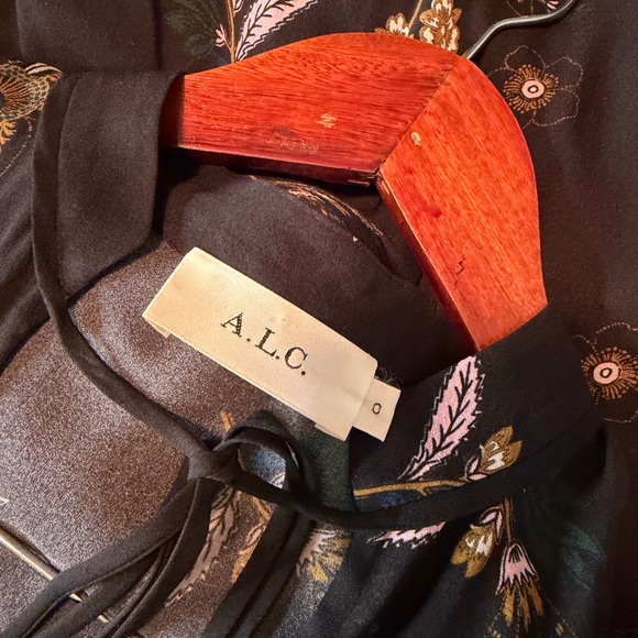 A.L.C. Campbell Silk Belted Dress Black Size 0 - Picture 4 of 6